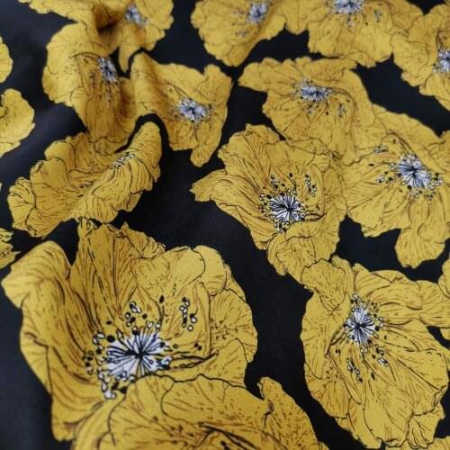 New Dress satin Flower printed fabric patchwork shirt scarf textile polyester