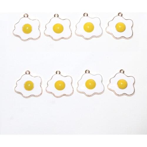 Cute 5/10pcs Cartoon Poached Egg Charms for Jewelry Making Pendants Handmade Earrings Neacklace Charm