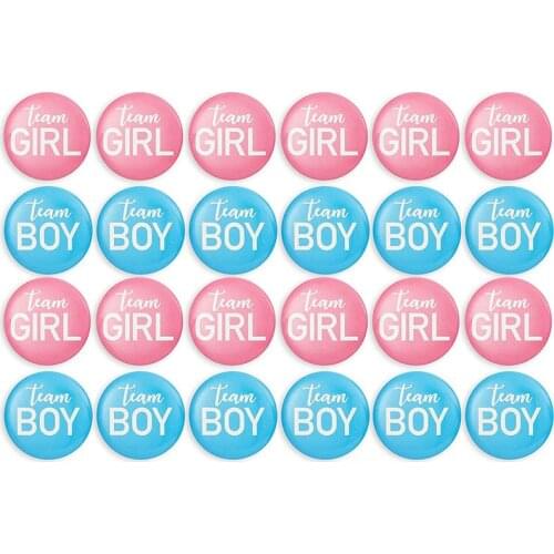 Gender Reveal Button Pin-24 Pieces Pin Up Badge Accessories for Girls or Team Boys,Baby Shower Supplies,Party Favorites