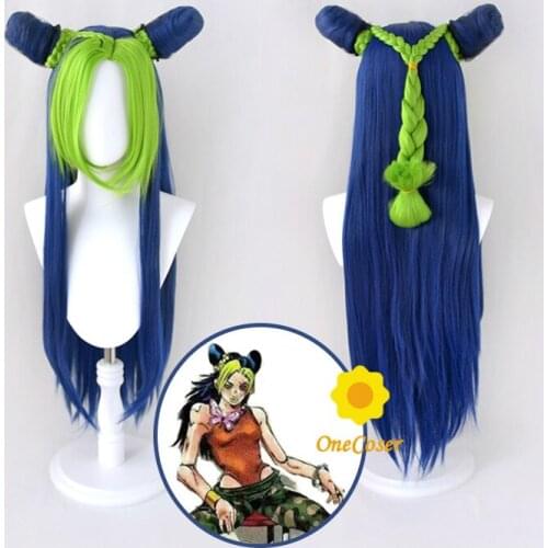 JOJOs Bizarre Adventure Jolyne Cujoh Cosplay Long Blue Green Braid Wig Heat-resistant Fiber Hair + Wig Cap Party Props Anime
