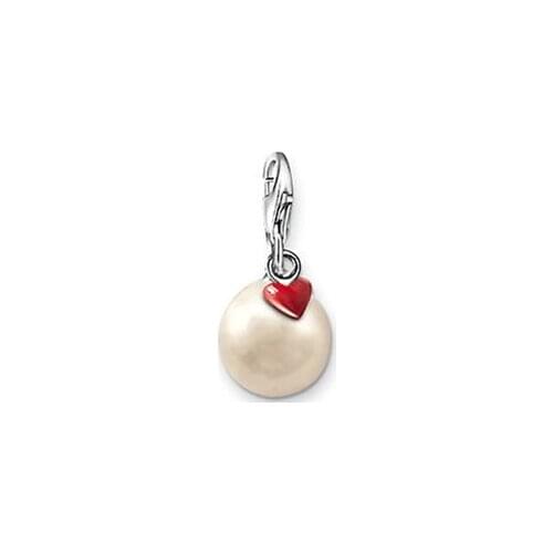 PT1236 Pendant Pearl With Red Heart Charm Euro-American style Good Jewelry For Women,2015 Ts Gift In Ts925 silver-plated Fit Bag