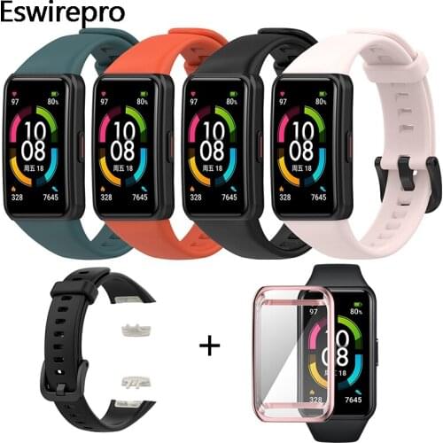 Strap For Huawei Band 6 Smart Watch & Honor Band 6 Replacement Sport Silicone Watchbands Protector Cover TPU Full Screen Case