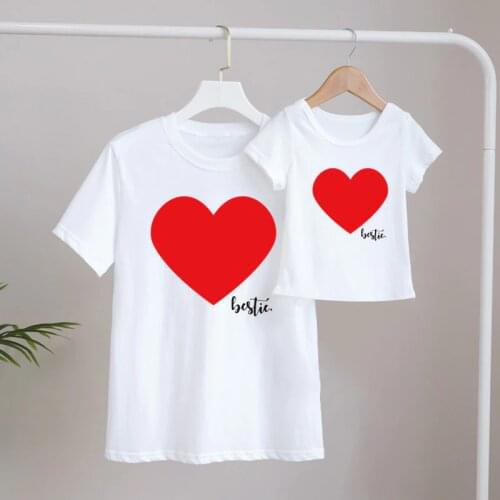 Love Family Clothes Mother Daughter T Shirt Girls Blouse matching outfits T shirt mom Kids lovely Blouse kids baby girl T shirt