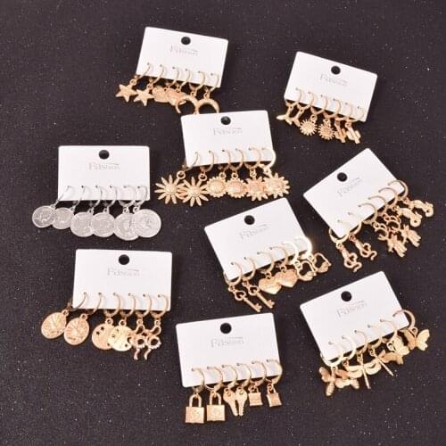 Серьги 2021 тренд Earrings for Women Sunflower Star Lock Dangle Earrings Pendientes Mujer Korean Fashion Brincos Pendurado