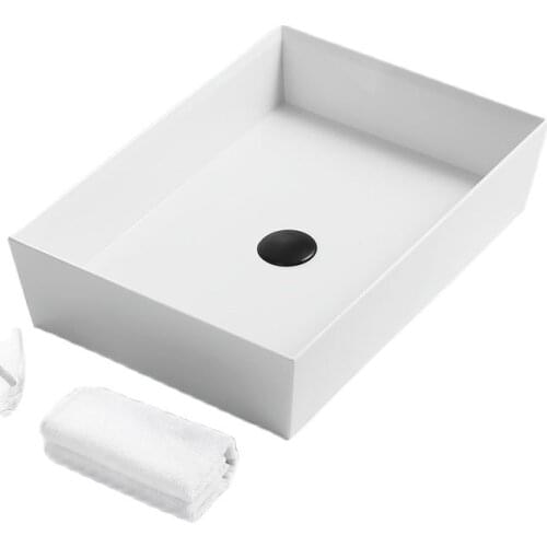 Nordic White Washbasin Above Counter Basin Household Bathroom Wash Basin Black Wash Basin Ceramic Rectangular White Vessel Sink