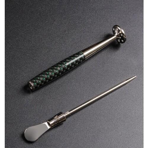 Meatal Smoking scoop New 2 in 1 Tobacco Pipe Metal Cleaning Tool Black Carbon Fiber Color For Smoking Pipe Smoking Accessories