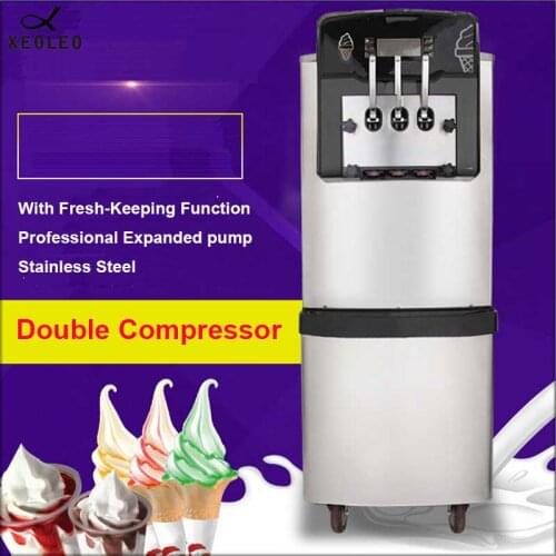XEOLEO Vertical Soft Ice cream maker with Pre-cooling and Pump Ice cream machine 3800W 42-48L/H Stainless steel Yogurt Ice cream