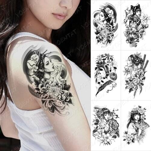 Waterproof Temporary Tattoo Sticker Japanese lily fox demon Flash Tattoos Mermaid Family Tree Body Art Arm Fake Tatoo Women Men