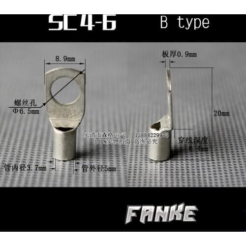 1piece SC(JGK)4-6 tinned copper cable lugs crimp type Electric power fittings equipment contact B type
