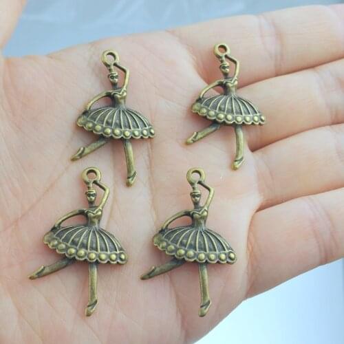 10 pieces / lot 24x37mm Ballerina girl Alloy Lovely Findings charm pendants Antiqued bronze Necklace Bracelet accessories