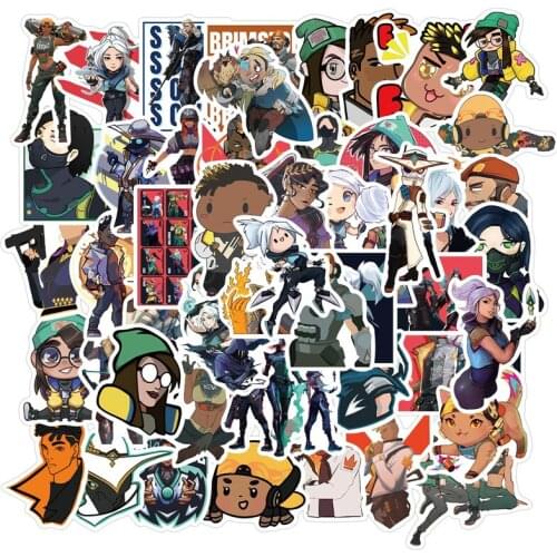 50 100PCS Shooting Game Valorant Stickers Waterproof Suitcase Notebook Skateboard PVC Sticker Refrigerator Naklejki