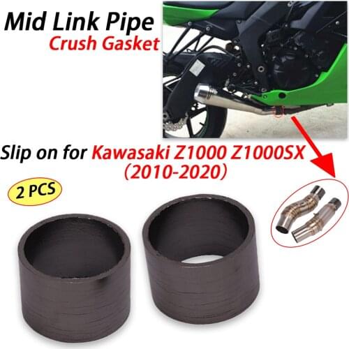 2PCS Motorcycle Exhaust Middle Link Crush Gasket for Kawasaki Z1000 Z1000SX 2010 - 2020 Modified Middle Tube Link Pipe Gasket