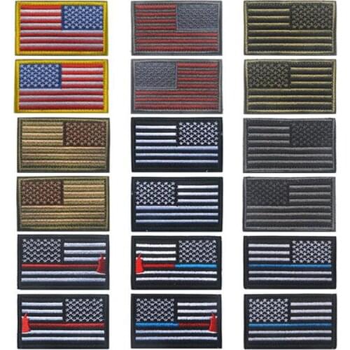 USA Flag Patch Bundle 2pcs American Tactical Military Badge Armband Patch for clothing backpack Cap with multiple colour