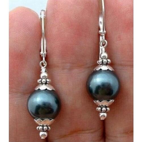 2018 Fashion Women Girl Elegant Natural Tahitian Peacock Green Shell Pearl Pendant Dangle Earrings Pearl Dangle Party Jewelry