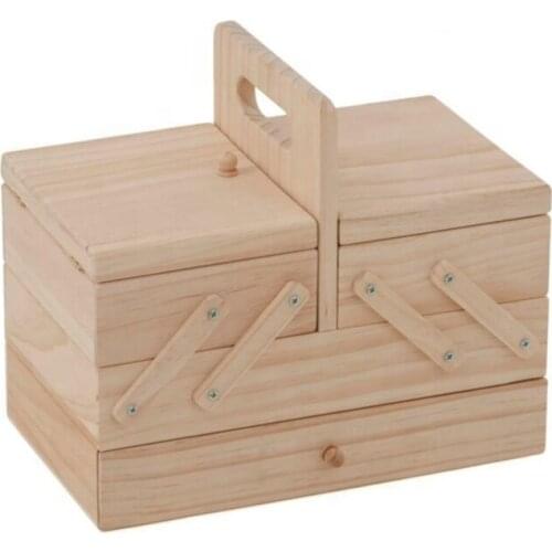 3 Tier Wood Cantilever Sewing Box With Drawer Storage Crafts