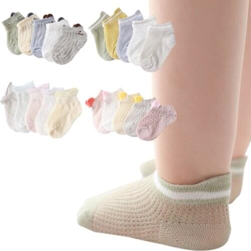 5 Pair/Lot Kids Soft Cotton Socks Boy Girl Baby Cute Cartoon Warm Mesh Thin Breathable Sport Socks Summer Children Gift