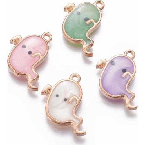 50Pcs Halloween Series Ghost Enamel Charms Pendants For DIY Handmade Bracelets Necklace Keychain Jewelry Making Accessories