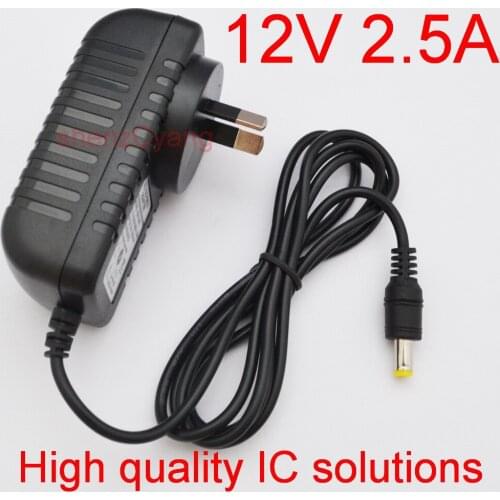 50PCS High quality 12V 2.5A / 2500mA 30W Led Power Adapter AU plug for SMD LED Light DC plug 5.5mm x 2.1mm-2.5mm