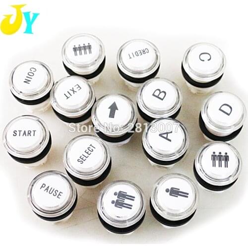 5V 12V Arcade Button / illuminate Start buttons with LED light, holder and microswitch coin credit exit PAUSE SELECT