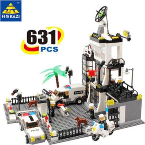 631pcs Kaizhi 6725 Police Headquarters Police Station Small Particle Boy Building Block Toy Gifts