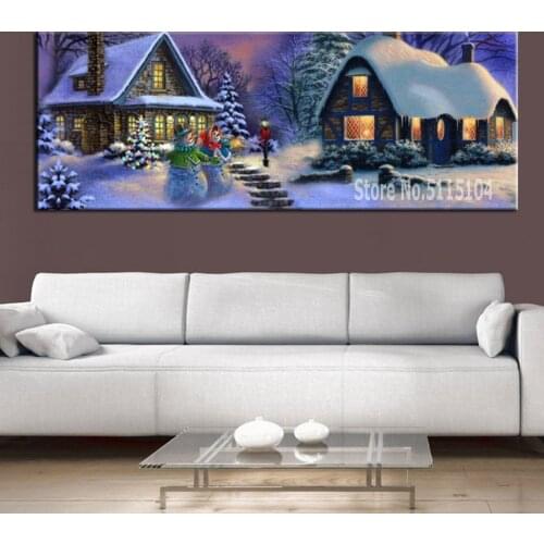 Snow house night landscape large 5D DIY Diamond Painting Full Square Drill Embroidery cabin Mosaic Needlework Kits Decor AA2406