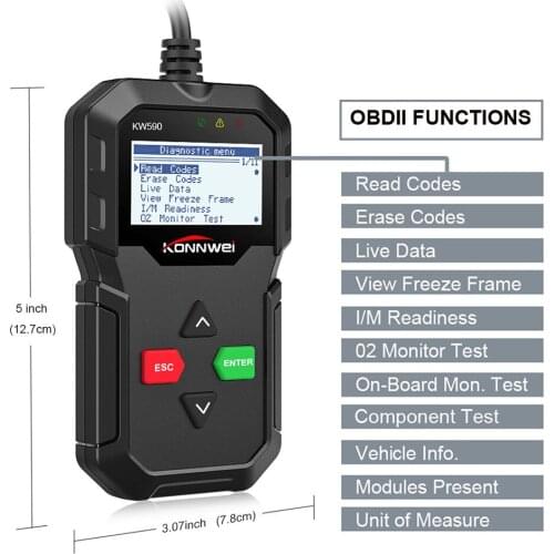 KW590 OBD Diagnostic Tool KONNWEI Car Code Reader automotive OBD2 Scanner Support Multi-Brands Cars&languages scan tool