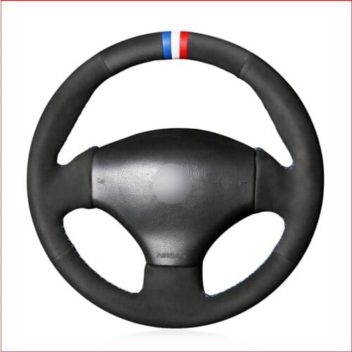 Black Suede Car Steering Wheel Cover for Peugeot 206 1998-2005 206 SW 2003-2005 206 CC 2004 2005