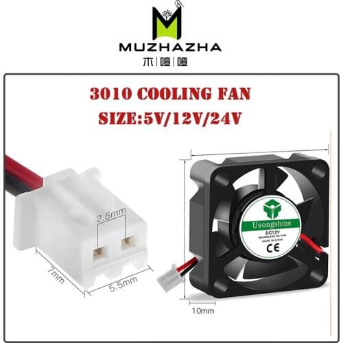 3D Pinter Parts 3010 fan 30MM 30x30x10MM 12V 5V 24V 2Pin DC Cooler Small Cooling Fan DIY Reprap For j-head hotend