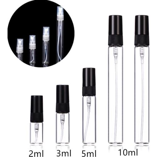 5pcs/Pack 2ml 3ml 5ml 10ml Mist Spray Bottle Spray Pump Bottle Travel Refillable Glass Perfume Bottle With Sprayer