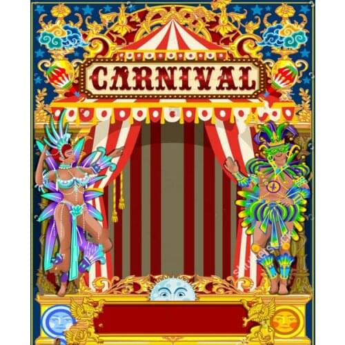 Circus Themed Portrait Photography Backdrop Vintage Carnival Circus Stage Background Kids Birthday Party Decor Banner