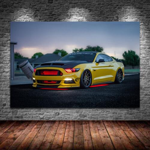 Fords Mustang GT Apollo Edition Yellow Supercar Posters Modern Wall Art Picture Prints Canvas Paintings for Living Room Decor