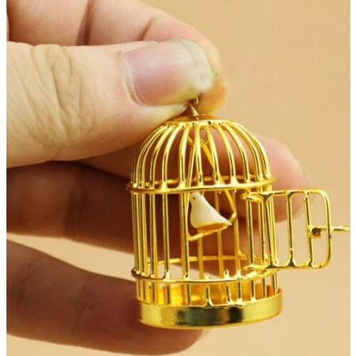 G05-X119 children baby gift Toy 1:12 Dollhouse mini Furniture Miniature baby gold Birdcage 1pcs