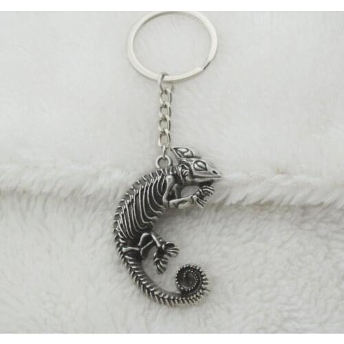 Halloween Chameleon Skeleton Lizard Skull Keychain Mens Jewelry For Boyfriend Gifts