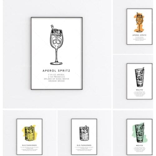 Copies de Cocktail Vintage, Art mural Vintage, impressions murales de Cocktail, affiches imprimées de Restaurant de cuisine