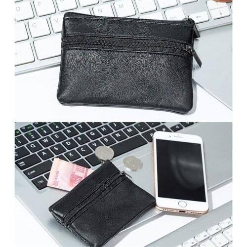 Coin Purse Leather Women Men Short Zipper Mini Coin Bag Small Wallet Credit Card Storage Holder