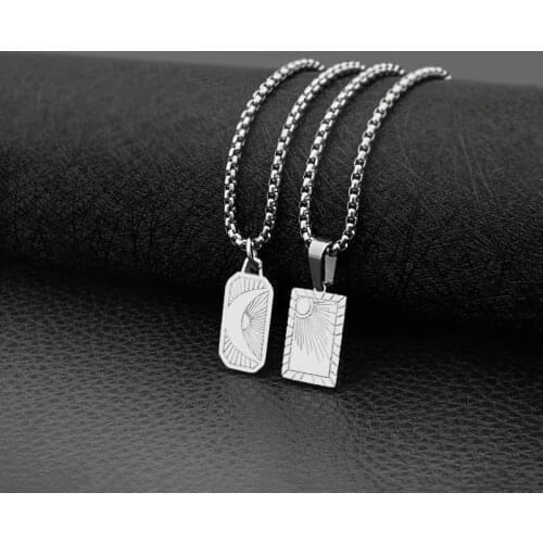 Fashion radial square pendant moon sun necklace clavicle chain men and women sun moon pendant
