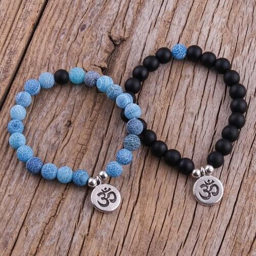 MD Fashion Bohemian Jewelry Accessory Buddha Head 3D/OM Beaded Bracelet 2pc Stack Stone Bracelets Sets by Women Boho Gift