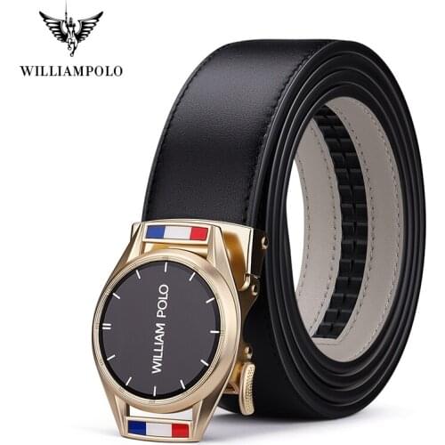 Williampolo Leather Strap Male Automatic Buckle Belts Mens Belts Ceinture Fashion Designer Jean belt PL19665-66P