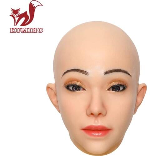 KUMIHO Transgender Soft Mask Silicone Head Face Mask Male to Female Cosplay Costumes for Crossdresser drag queen shemale