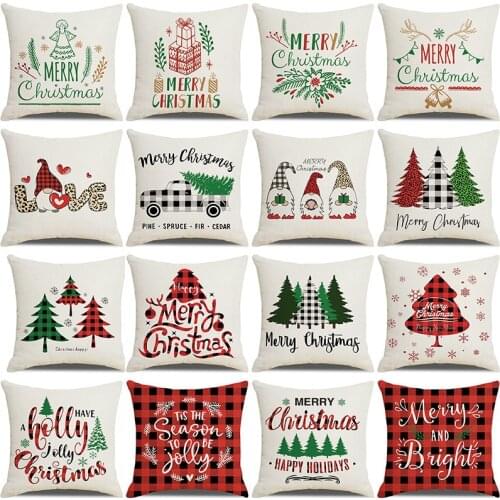 Pillow cover 2021 letter Christmas tree sofa pillow cover peach skin plush cushion household products