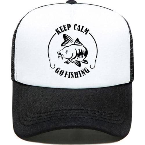 NEW Keep Calm Go Fishinger Baseball Cap Casual Men Women Parent-child Hats Mesh Visor Outdoor Sun Hat Adjustable Caps