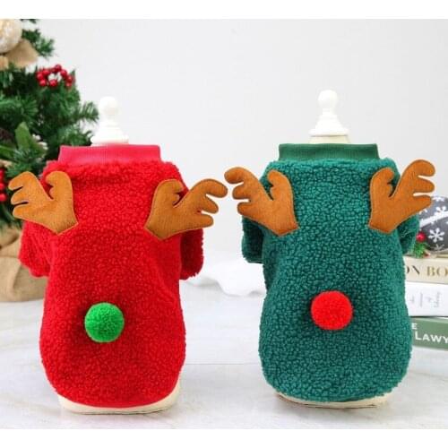 Autumn/Winter Plush Pet Clothes Warm Long Fleece Yorkie Chihuahua Small Dog Hoodie Christmas Fawn Sweater Puppy Cat Coat Costume