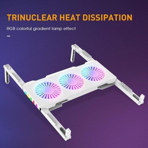 Laptop Cooling Pad RGB Foldable Laptop Cooler Stand With 3 High Speed Quiet Fans And Non-Slip Pillars Gaming Accessories