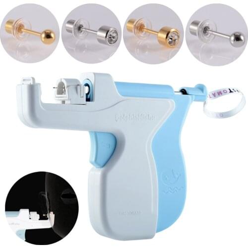 1Set DolphinMishu Professional Ear Piercing Gun Surgical Steel Ear Studs with Bullet Buckle Suite Kids Piercing Instrument Tool