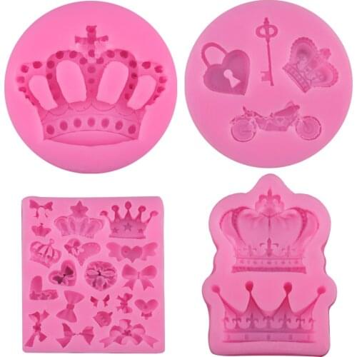 A variety of crown shape chocolate silicone molds bowknot fudge cake molds DIY baking cake decoration accessories
