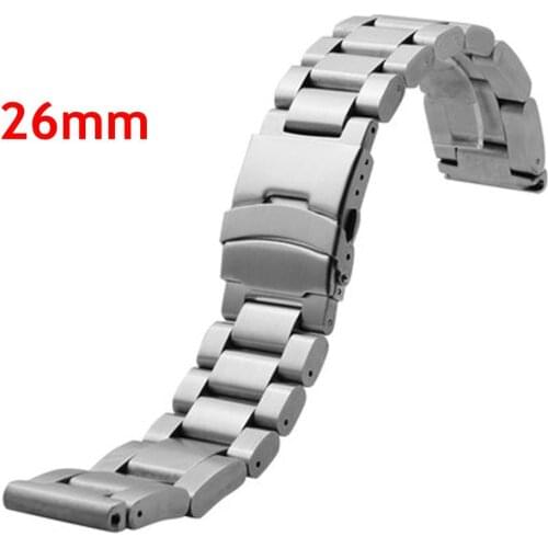 Good Quality Silvery 26mm Men Woman Stainless Steel Watch Band With 2 Spring Bars For Business Smart Watches Strap GD013526