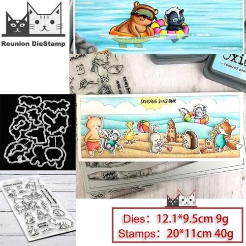 Reunion Animal Beach Swimming Clear Stamps and Metal Cutting Dies DIY Scrapbooking Paper Photo Album Crafts Seal Punch Stencils