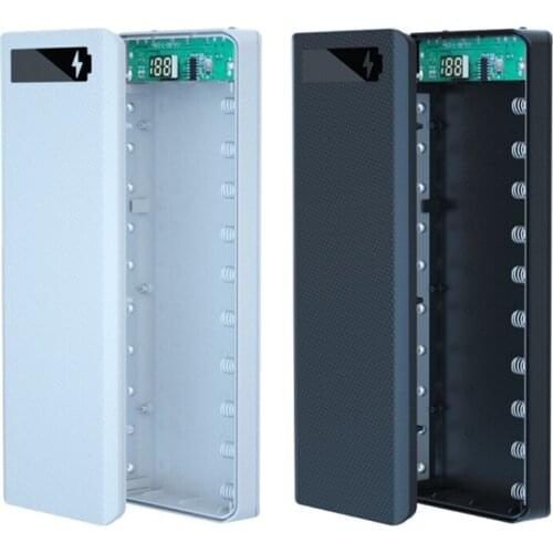 Detachable Dual USB LCD Display DIY 10x18650 Battery Case PowerBank Shell Portable External Box Powerbank Protector M5TD