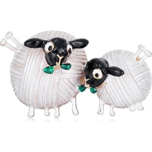 HOSENG White Color Cute Sheep Brooch 2 Colors Available Vintage Woman Man Clothing Accessories Animal Pin HS_554