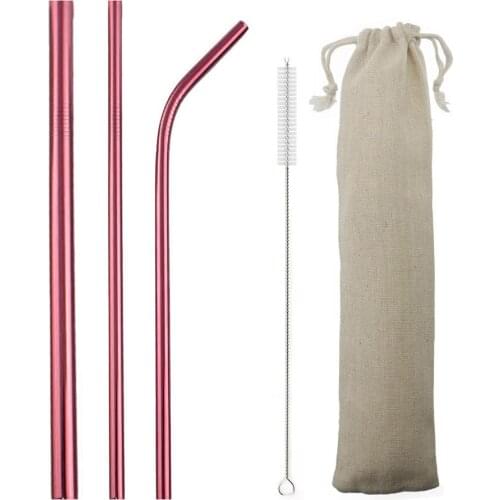 5-Pcs 304 Stainless Steel Straw Metal Straws 6/12mm Reusable Straw Drinking Straws Set with Cleaner Brush For Mugs Costomize Log